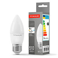 Светодиодная LED лампа свеча C37 6W E27 4100K 510 Lm TITANUM