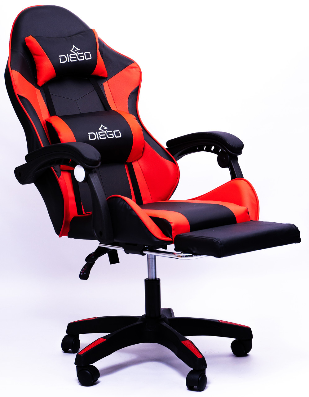 Геймерское Кресло с Подставкой для Ног Компьютерное Игровое Кресло для Геймера DIEGO Красное Черное PLShoper - фото 2 - id-p2139886383
