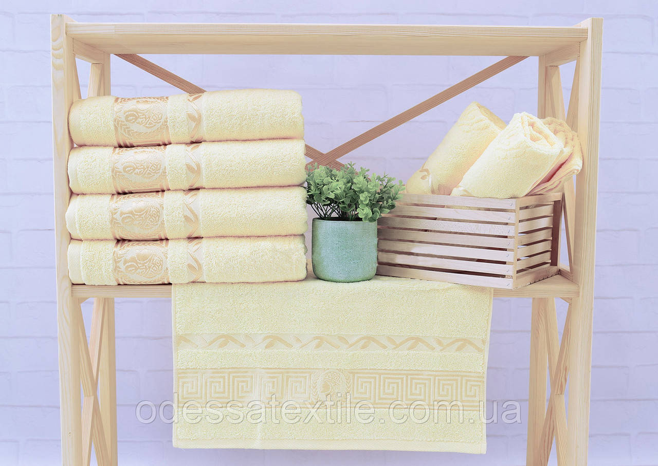 Рушник махровий банний Parisa Home "Греція" (молочне) 70х140см.