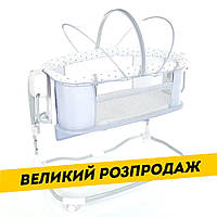Уценка! Приставная кроватка для новорожденных с функцией качания (музыка, USB, таймер) Mastela 8601 White