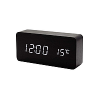 Годинник мережевий VST 862-6, температура, темне дерево з білою підсвіткою (USB)