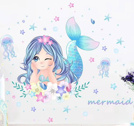 Вінілова наклейка BRUP Русалонька Mermaid (лист 30 х 60 см) Б459, фото 1