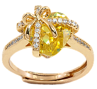 Кольцо Xuping Позолота 18K "Желтое кристальное сердце с бантом" р.16-17,17-18