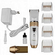 Машинка для стрижки з двома акумуляторами Geemy GM-6001 триммер з насадками кераміко-титанієві ножі