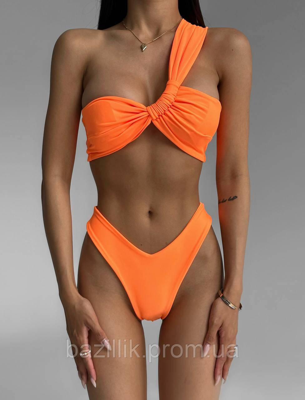 Модний жіночий роздільний купальник із тканини біфлекс колір помаранчевий