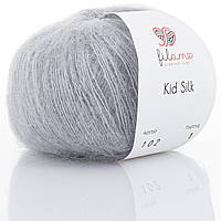 Filamo KID SILK 25 (ФІЛАМО КІД СІЛК 25) № 102 сірий (Пряжа мохер з шовком, нитки для в'язання)