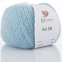 Filamo KID SILK 25 (ФІЛАМО КІД СІЛК 25) № 103 ніжно-блакитний (Пряжа мохер з шовком, нитки для в'язання)