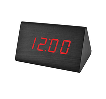 Годинник мережевий VST 868-1, температура, темне дерево з червоною підсвіткою (USB)