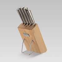 Набор кухонных ножей с деревянной подставкой Maestro 6 предметов | Набор ножей из нержавеющей стали