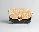 Маленька шкіряна сумочка ручної роботи, жіноча сумка через плече, шкіряна сумка ''Барвінок'', фото 6