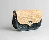 Маленька шкіряна сумочка ручної роботи, жіноча сумка через плече, шкіряна сумка ''Барвінок'', фото 7