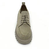 Жіночі замшеві лофери на шнурках бежевого кольору Zlett 2771z лате розмір 36, фото 3