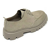 Жіночі замшеві лофери на шнурках бежевого кольору Zlett 2771z лате розмір 36, фото 7