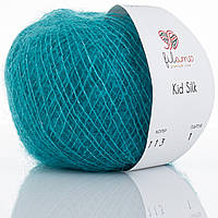 Filamo KID SILK 25 (ФІЛАМО КІД СІЛК 25) № 113 зелена бірюза (Пряжа мохер з шовком, нитки для в'язання)
