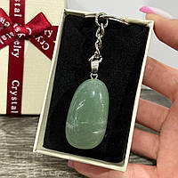 Натуральный камень Нефрит кулон в природной форме на брелке - оригинальный подарок девушке в коробочке