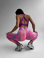 Спортивные женские лосины с пуш апом для йоги, дома утягивающие подчеркивающие фигуру розовые Размер M