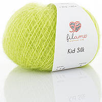 Filamo KID SILK 25 (ФІЛАМО КІД СІЛК 25) № 116 лайм неон (Пряжа мохер з шовком, нитки для в'язання)