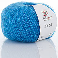 Filamo KID SILK 25 (ФІЛАМО КІД СІЛК 25) № 117 синій (Пряжа мохер з шовком, нитки для в'язання)