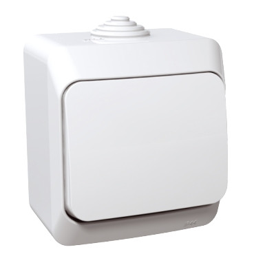 Накладний вимикач одноклавішний білий IP44 Cedar Plus Schneider Electric WDE000510