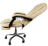 Крісло офісне з підніжкою, екошкіра - кремовий, фото 4