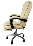 Крісло офісне з підніжкою, екошкіра - кремовий, фото 6