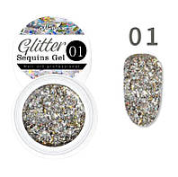 Глиттерный гель Monya Glitter Sequins Gel №01