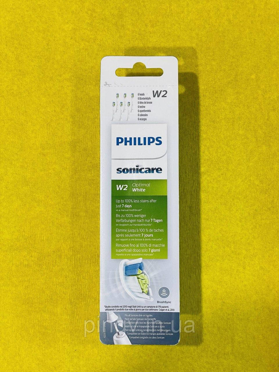 Насадки для електричних зубних щіток Philips Sonicare W2 OptimalWhite HX6066 (6 шт.)