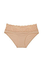 Хлопковые трусики-стринги с кружевной талией VICTORIA'S SECRET Lace-Waist Cotton Thong Panty размер L
