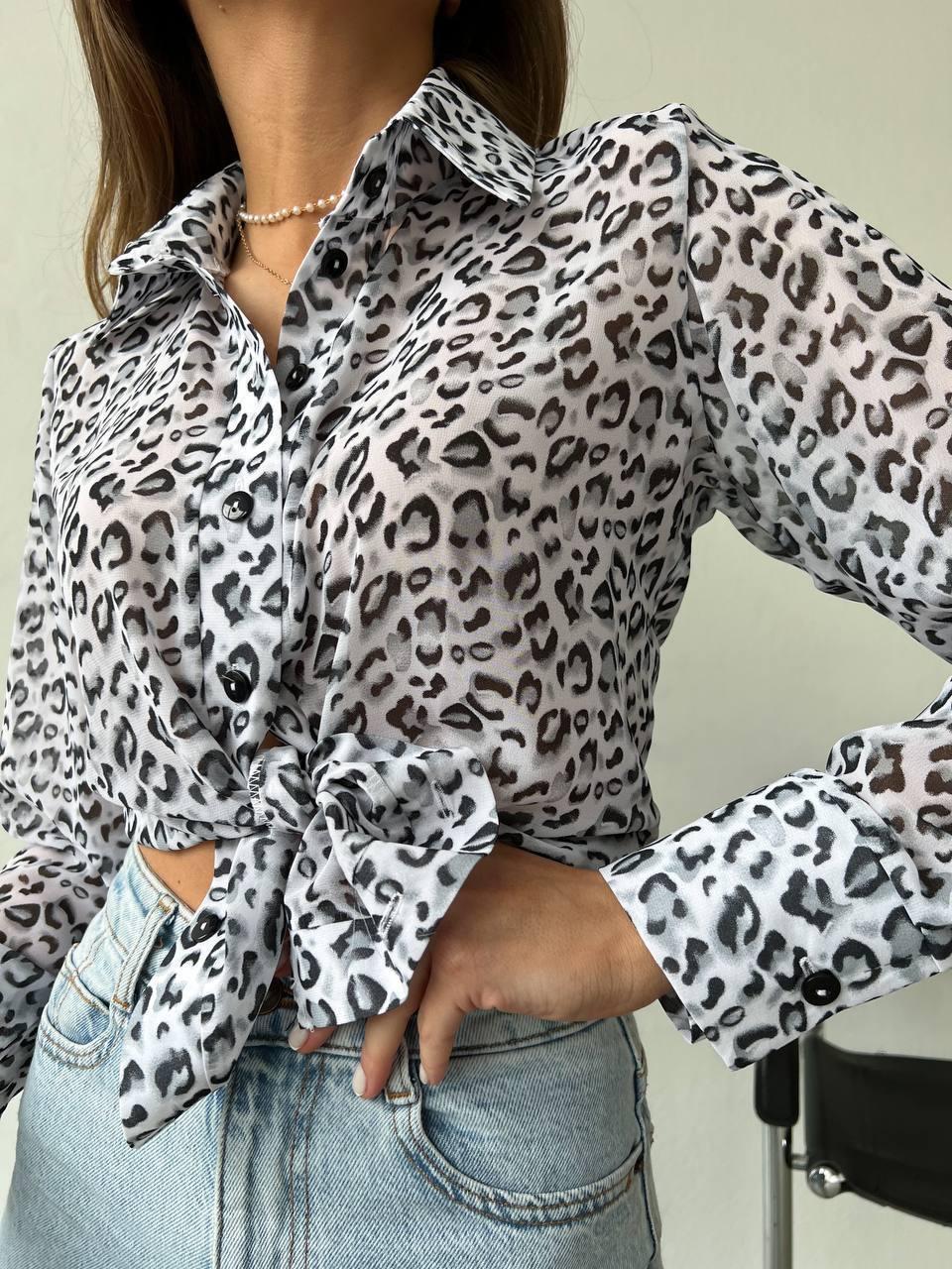 Жіноча шифонова блузка леопард
