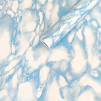 Пленка самоклейка универсальная в рулоне Северное сияние Голубой Рулон 10 м ширина 45 см Голубой для мебели