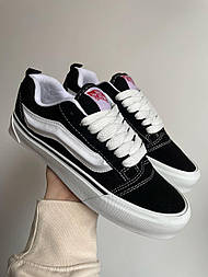 Жіночі кеди Vans KNU Skool Black White літні весна-літо низькі чорні замшеві. Підліткові кеди ванс олд скул, венси
