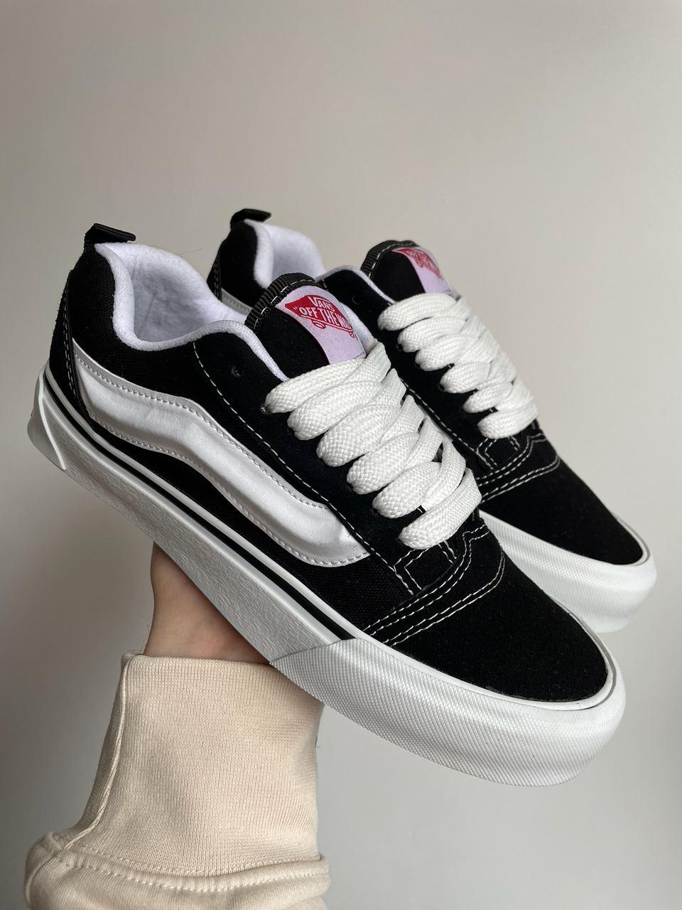 Жіночі кеди Vans KNU Skool Black White літні весна-літо низькі чорні замшеві. Підліткові кеди ванс олд скул, венси