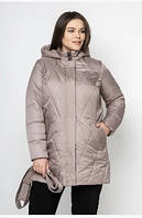 Женская модная куртка демисезонная большого размера 46, 48 р бежевого цвета