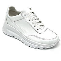 Жіночі шкіряні кросівки білого кольору на шнурівці Sergio Billini 4479 розмір 36