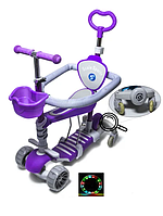 Самокат Scale Sports Smart 5 в 1 Full с дополнительными колесами для детей от 10 мес. фиолетовый