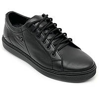 Кеды кожаные черные мужские на шнуровке Zlett весна-осень 5316s размер 39