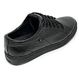 Кеди шкіряні чорні чоловічі на шнурівці Zlett весна-осінь 5316s розмір 39, фото 7