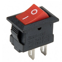 Переключатель клавишный микро KCD1-11 ON-OFF, 2pin, 220V красный