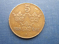 Монета 5 эре Швеция 1940