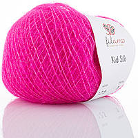 Filamo KID SILK 25 (ФІЛАМО КІД СІЛК 25) № 123 малина неон (Пряжа мохер з шовком, нитки для в'язання)