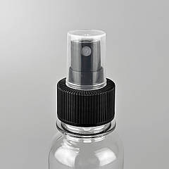 Кнопковий розпилювач 28 мм чорного кольору для хімії та косметики під флакон