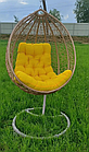 Підвісна гойдалка з техноротангу вулична Garden Бежевий, крісло-кокон для відпочинку з подушкою, до 120 кг, фото 4