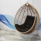 Підвісна гойдалка з техноротангу вулична Garden Бежевий, крісло-кокон для відпочинку з подушкою, до 120 кг, фото 8