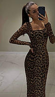 Трендова довга леопардова сукня з віскози Арт. 054