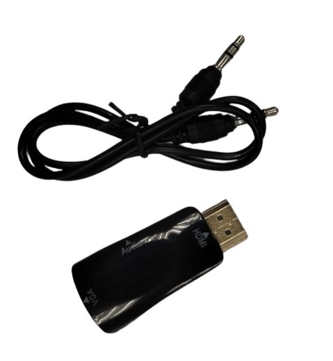 Перехідник HDMI–VGA з аудіовиходом 3,5 мм, чорний, компактний, фото 1