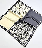 Платок женский шелковый молодежный Chanel Шанель. Стильный весенний натуральный платок с ручной подшивкой Молочно - Серый
