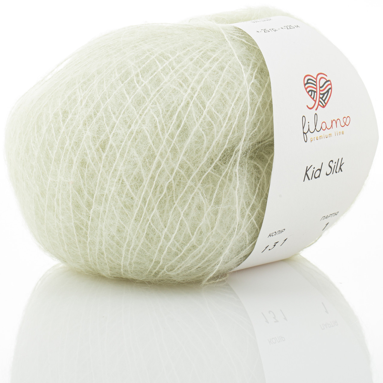 Filamo KID SILK 25 (ФІЛАМО КІД СІЛК 25) № 131 світла фісташка (Пряжа мохер з шовком, нитки для в'язання)