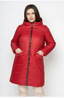 Женская куртка демисезонная больших размеров 48, 50, 52, 54, 56, 58, 60, 62, 64, 66 р красного цвета