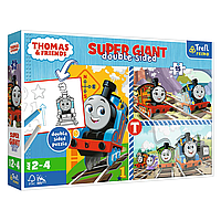 Пазлы "Путешествие. Томас и его друзья", 15 элементов + раскраска Trefl Super Giant (5900511420081)
