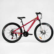 Велосипед спортивний жіночий на зріст 135-160 см, 26 дюймів, Рожевий, рама 13 дюймів, 21 швидкість, RM-26707
